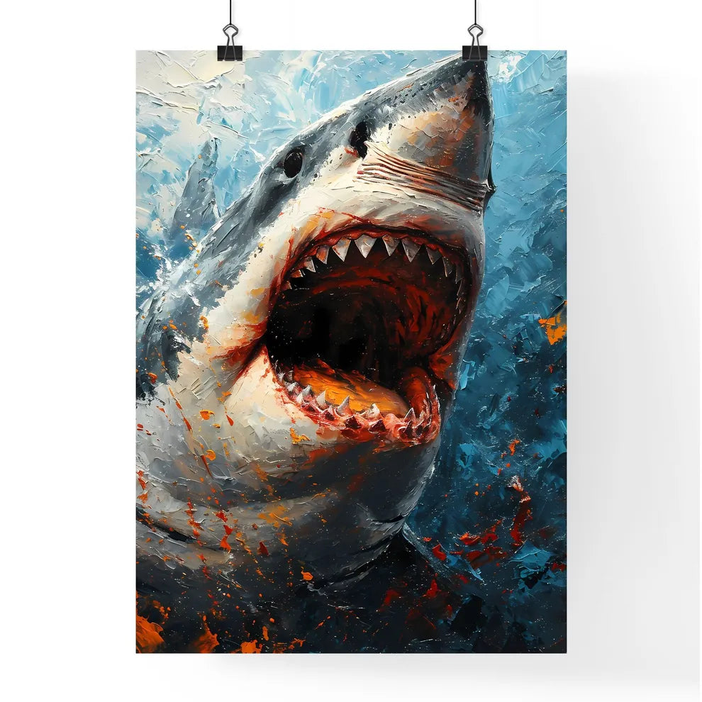 A Poster of The Shark Portrait with colorful Background  Poster