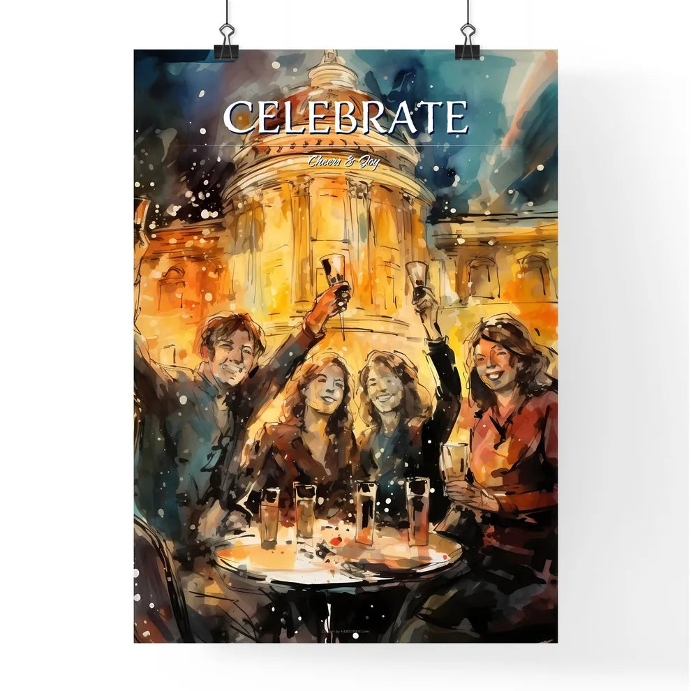 A Poster of happy people celebrating new yea Poster
