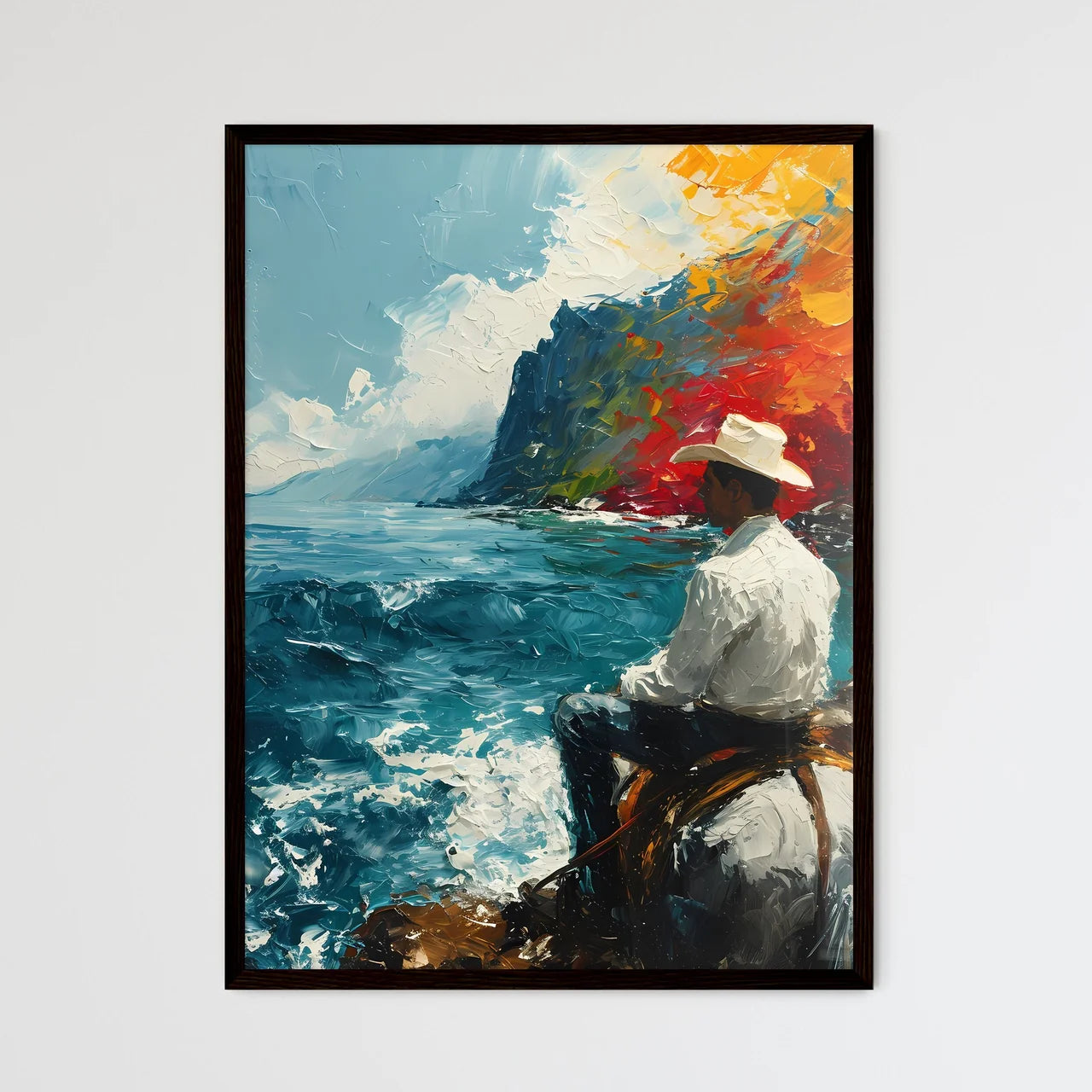 A Poster of de kooning style cowboy - A Man  - Framed Art Print