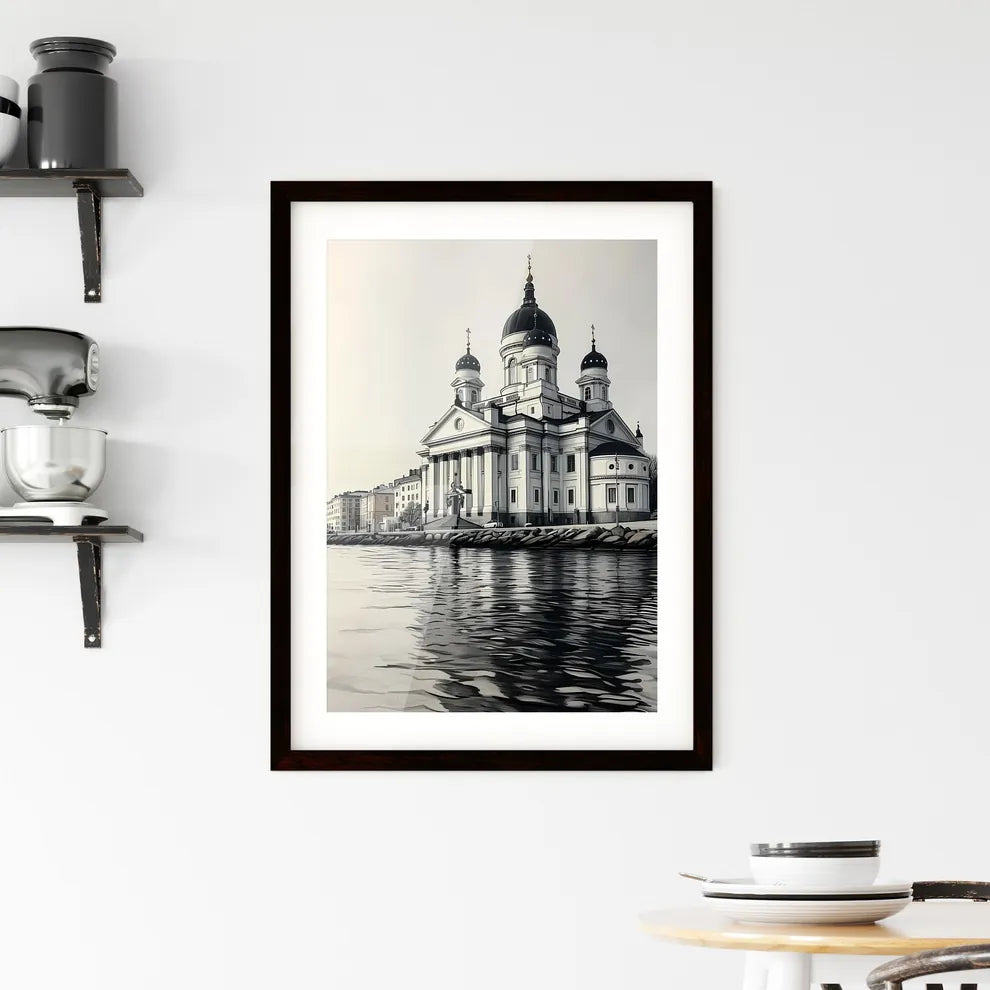 A Poster of Helsinki Capital of Finland - A Building With A Cross On The Top Custom Print