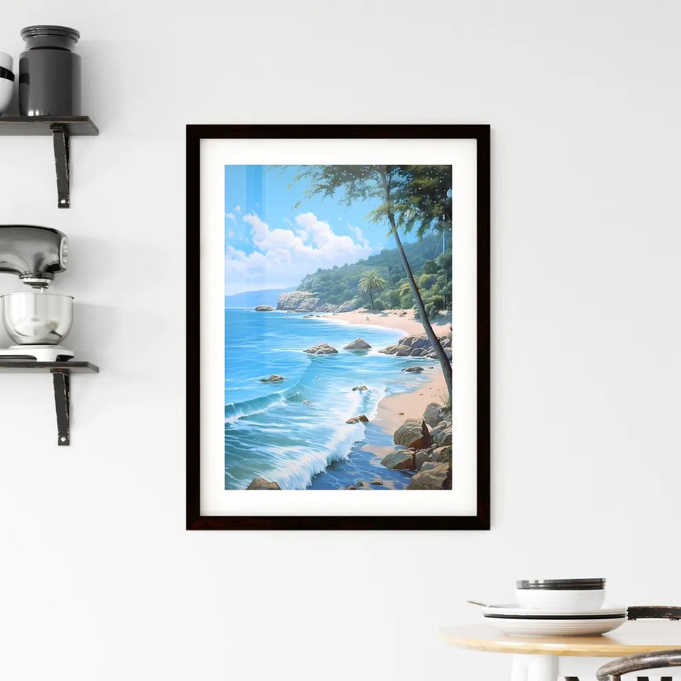 A Poster of Azure coast beautiful seashore - Framed Print