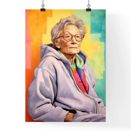 A Poster of Woman in her 70s wearing a styli Poster