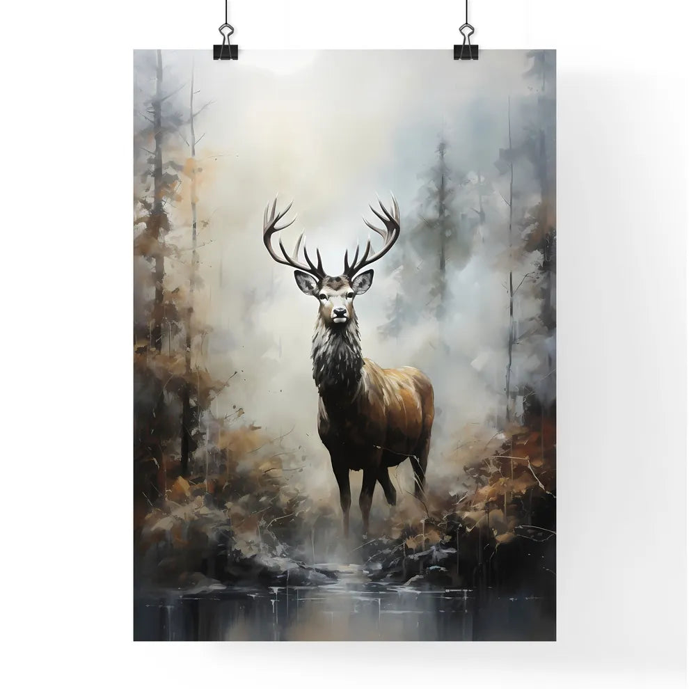 A Poster of elk in the fog print  Poster