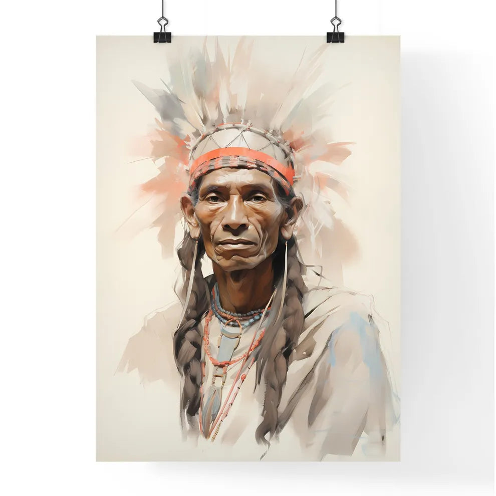 A Poster of indigenous portrait - A Man Wearing A Headdress Default Title
