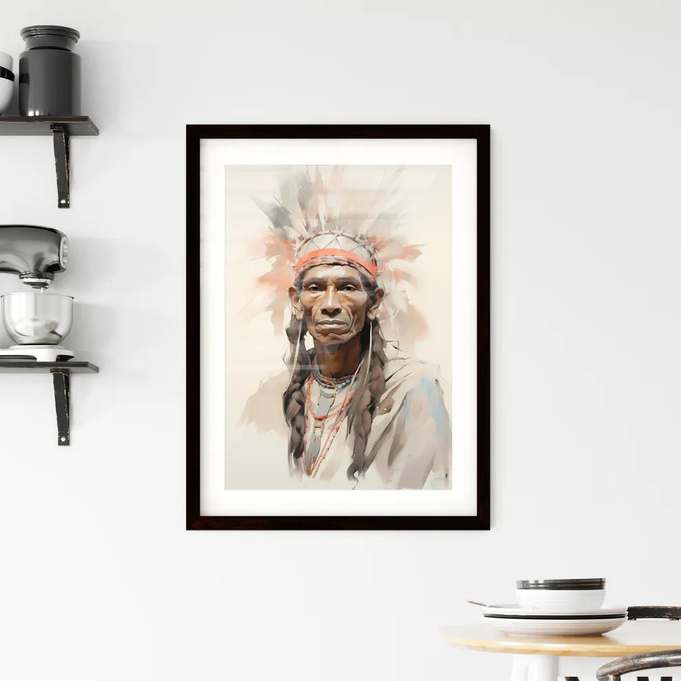 A Poster of indigenous portrait - A Man Wearing A Headdress Default Title