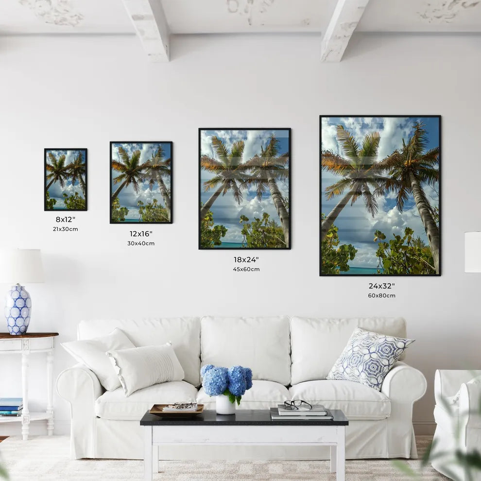 A Poster of two palm trees amidst a blue - A - Kitchen Hangings