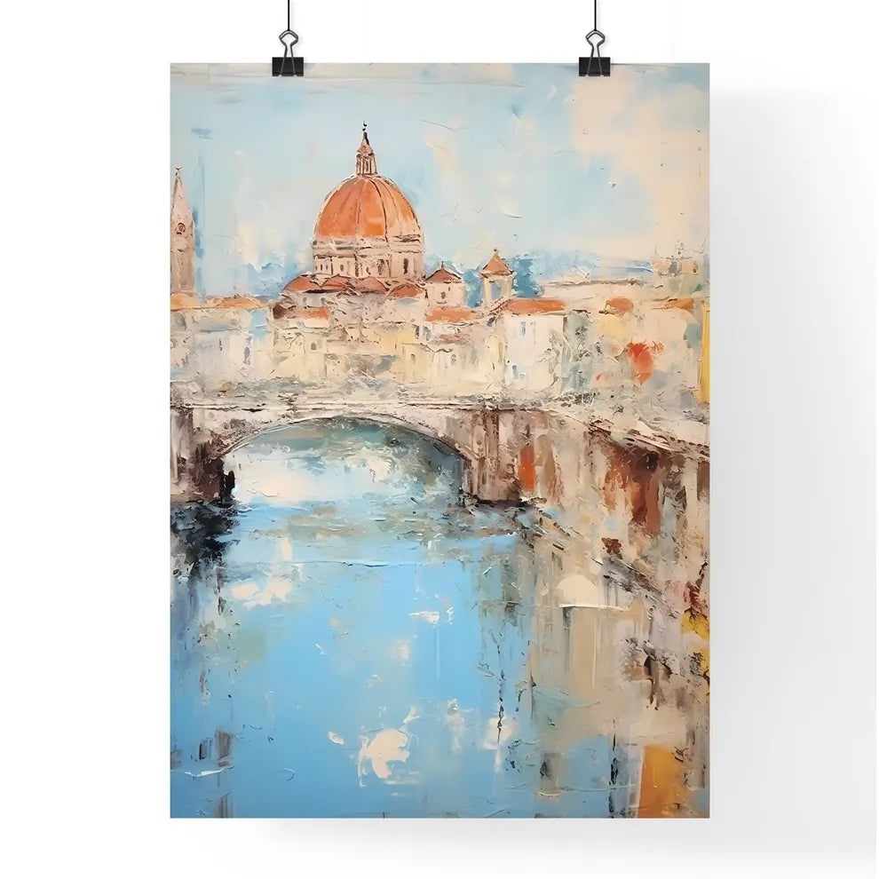A Poster of paper texture background - A Painting Of A Bridge And A Building Poster