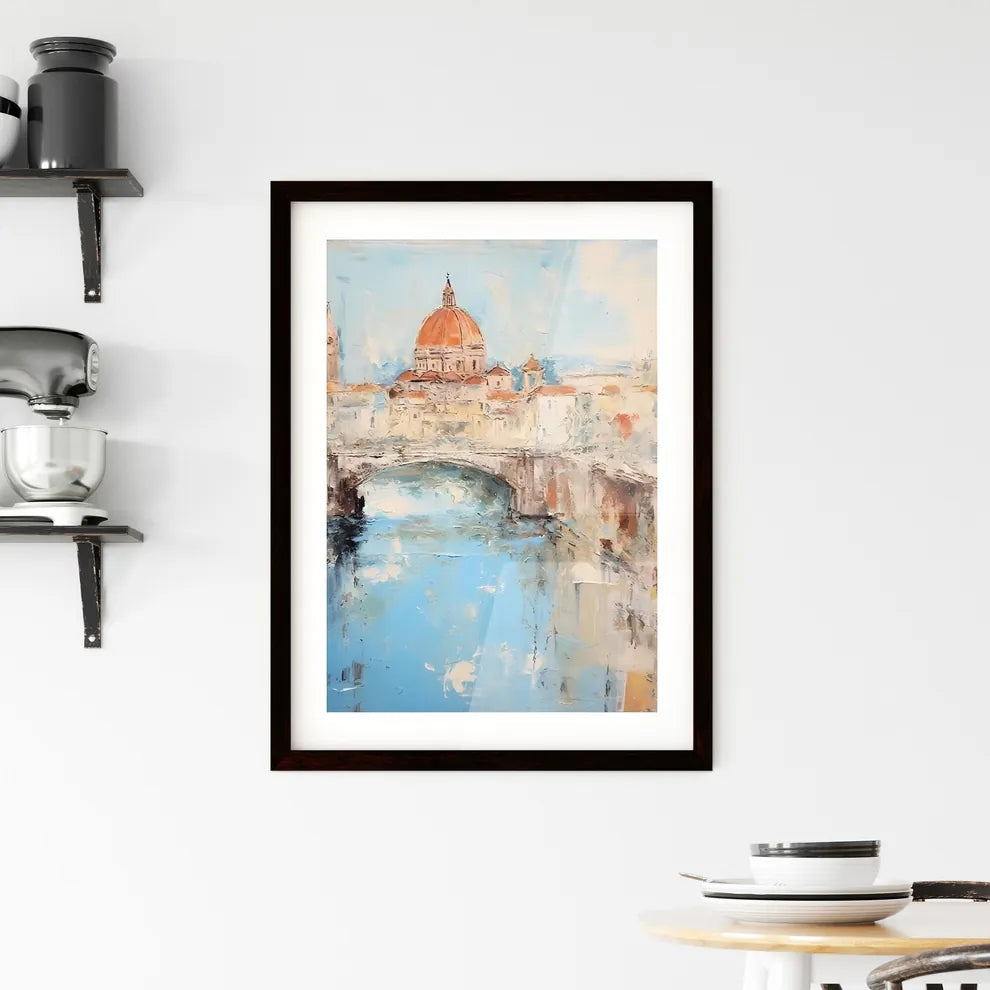 A Poster of paper texture background - A Painting Of A Bridge And A Building Custom Print