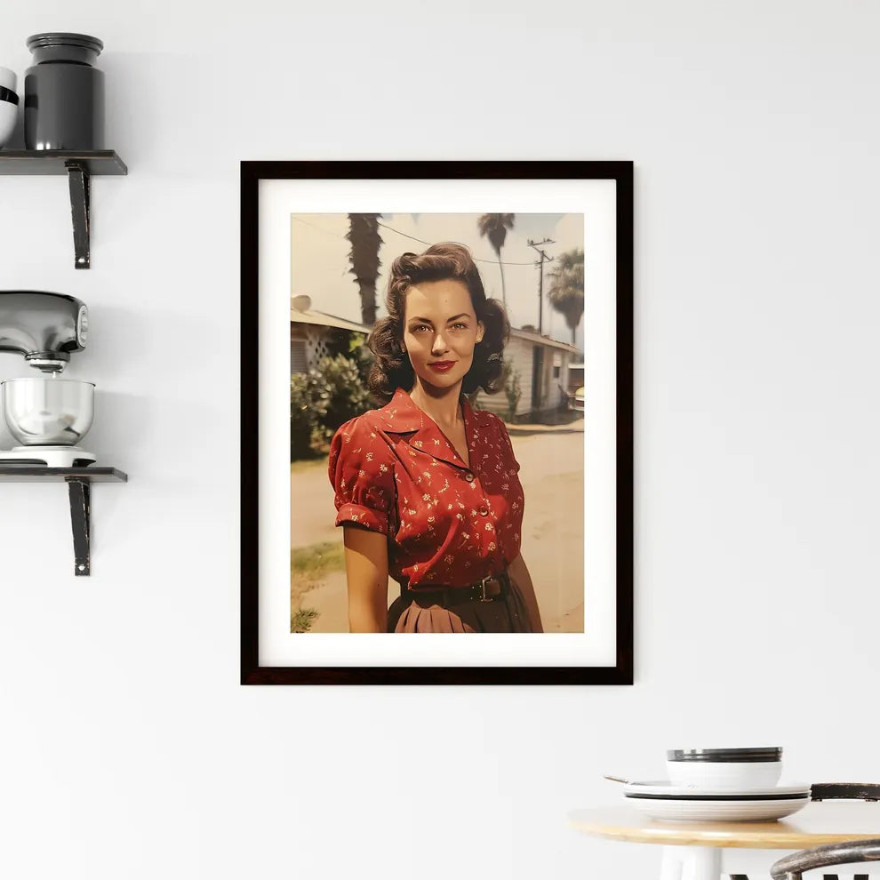 A Poster of beautiful lady homeowner in 1945 Framed Print