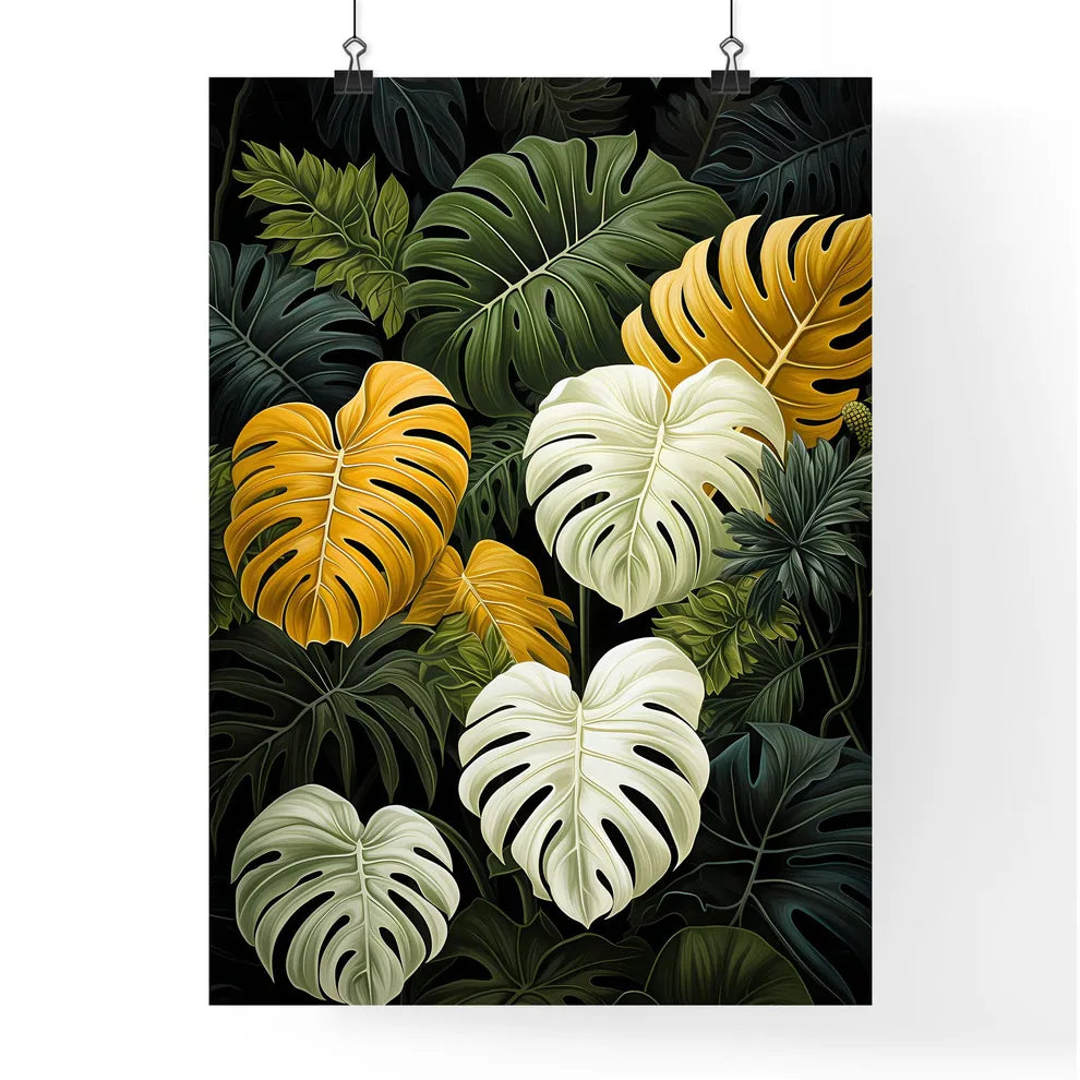 A Poster of monochrome monstera tropical lea Poster