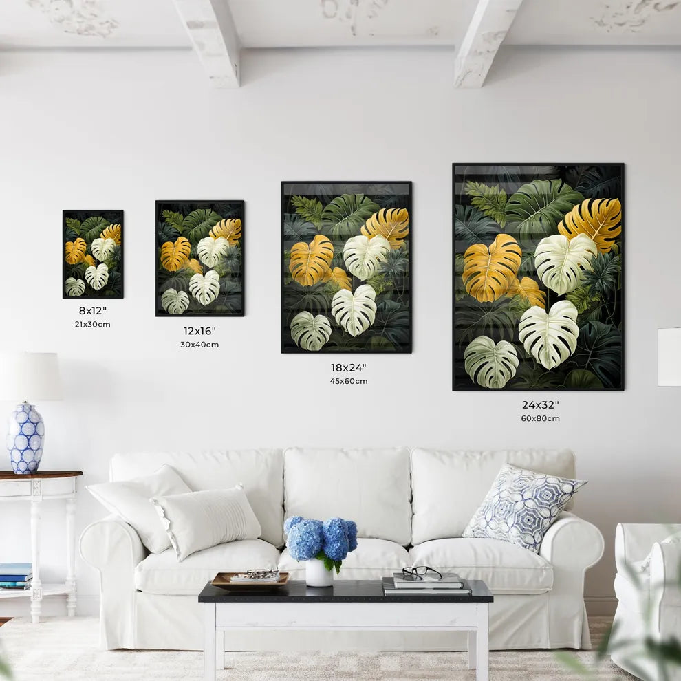 A Poster of monochrome monstera tropical lea - Kitchen Hangings
