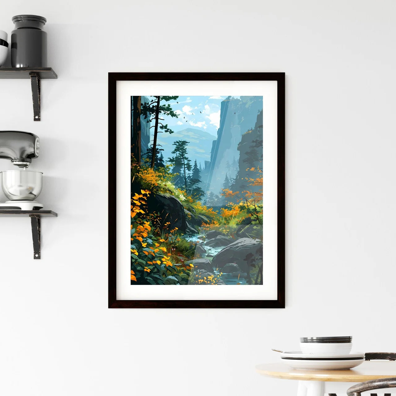 A Poster of Rainforests landscape - A River  Framed Print