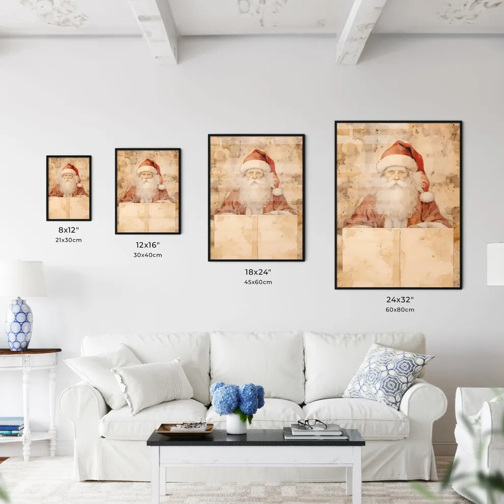 A Poster of santa claus on a beige insulated - Kitchen Hangings