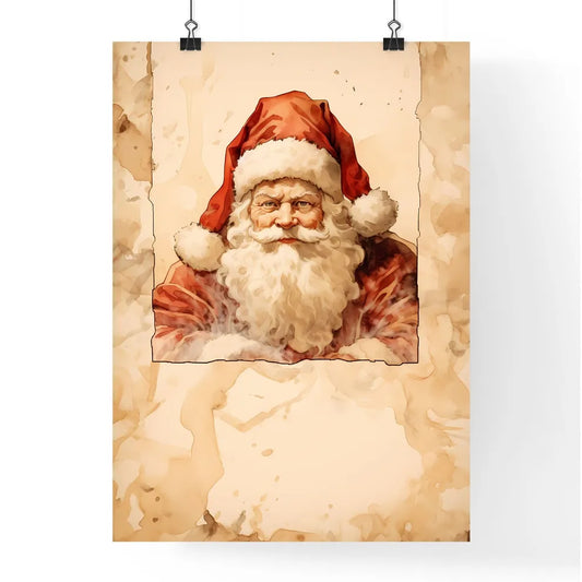 A Poster of santa claus on a beige insulated Poster