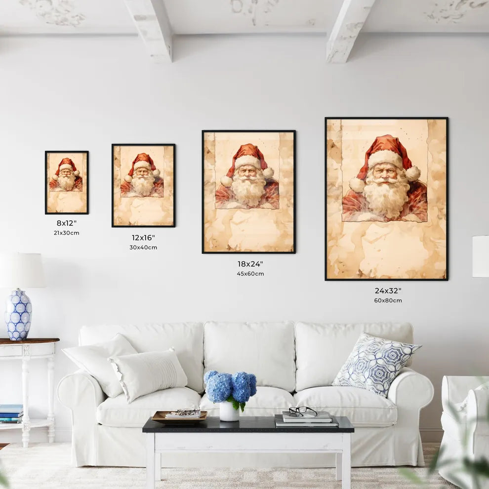 A Poster of santa claus on a beige insulated - Kitchen Hangings