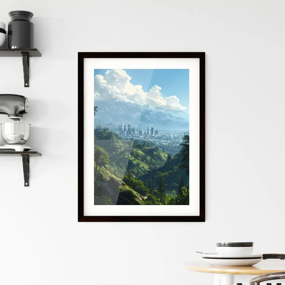 A Poster of Hollywood California Skyline - A City In The Mountains Custom Print