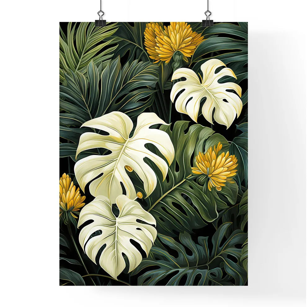 A Poster of monochrome monstera tropical lea Poster