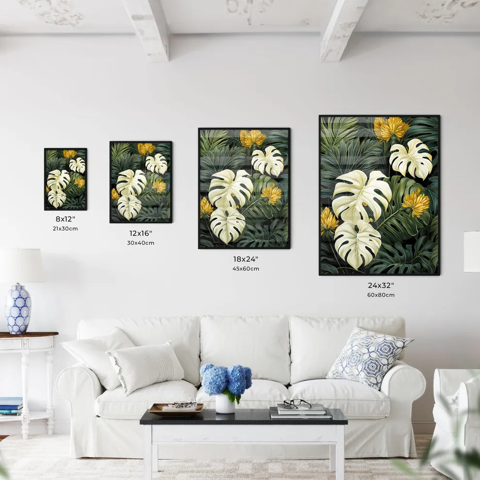 A Poster of monochrome monstera tropical lea - Kitchen Hangings
