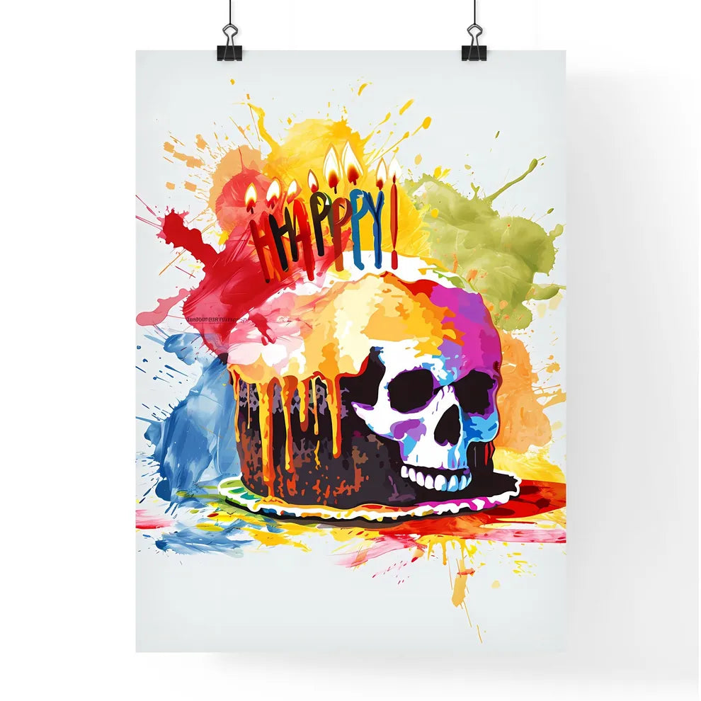 A Poster of happy birthday splatter picture  Poster