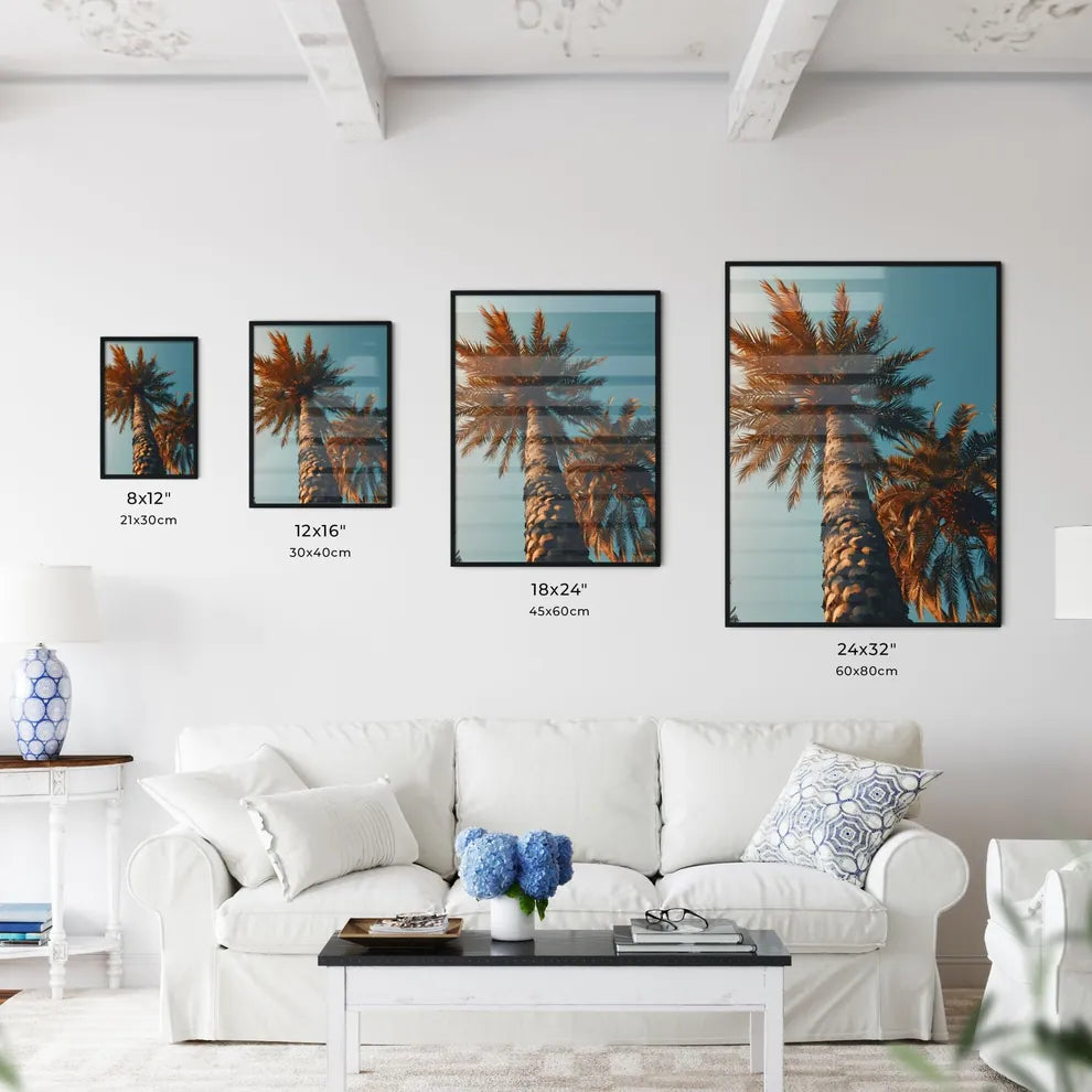 A Poster of two palm trees amidst a blue - A - Kitchen Hangings