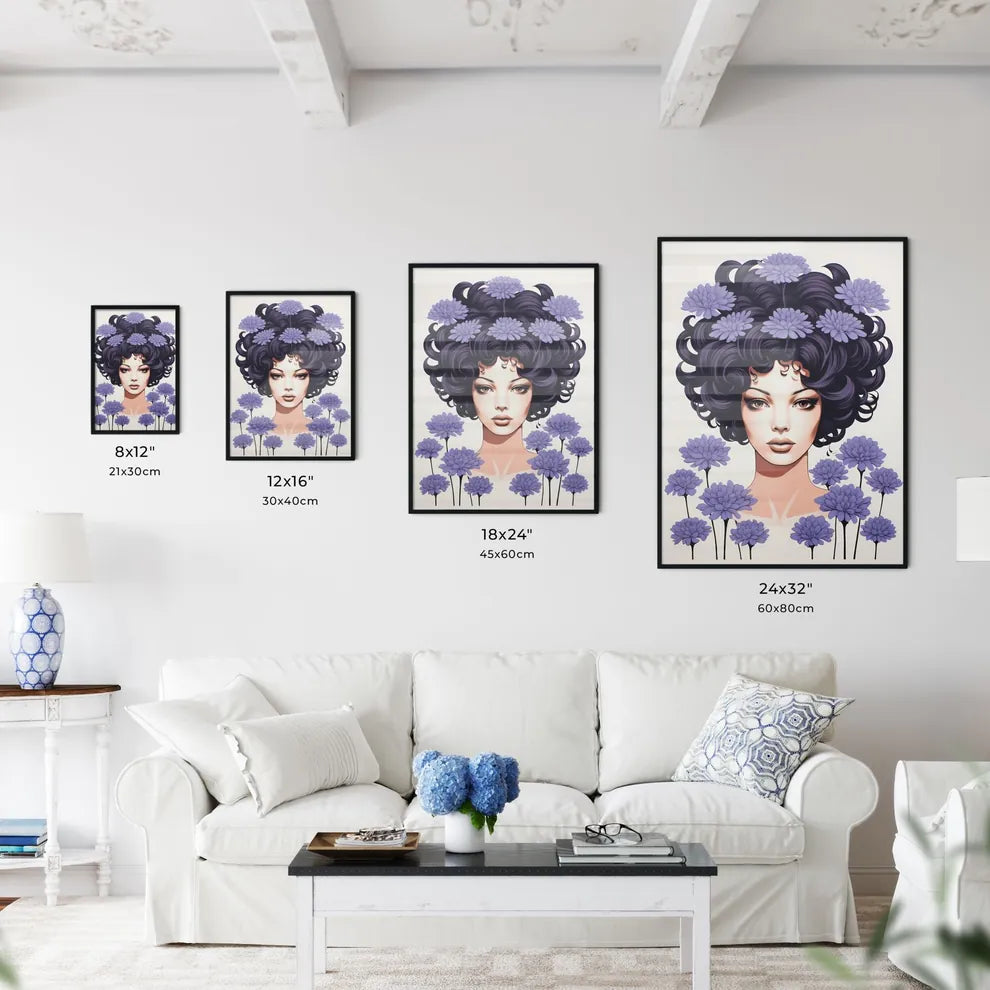 A Poster of Linocut Print Minimalism - A Wom - Kitchen Hangings