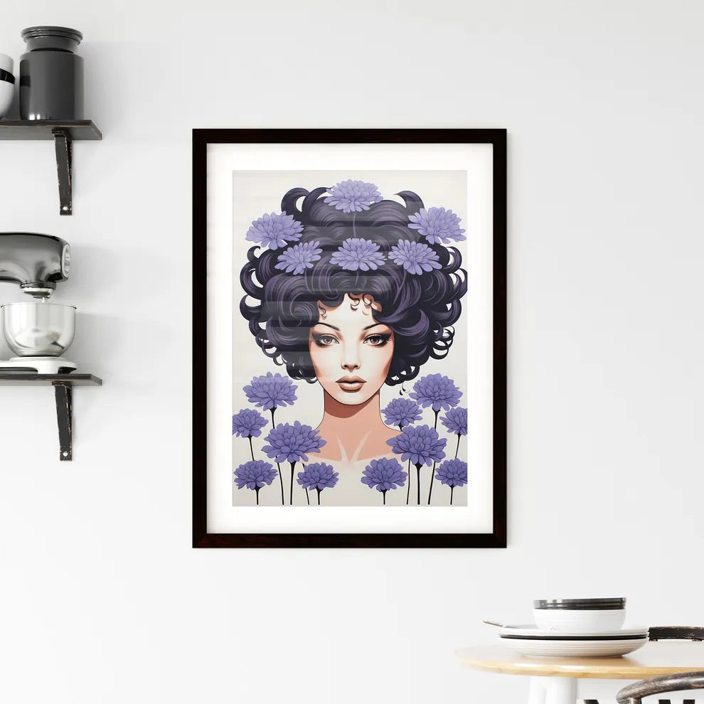 A Poster of Linocut Print Minimalism - A Wom Framed Print