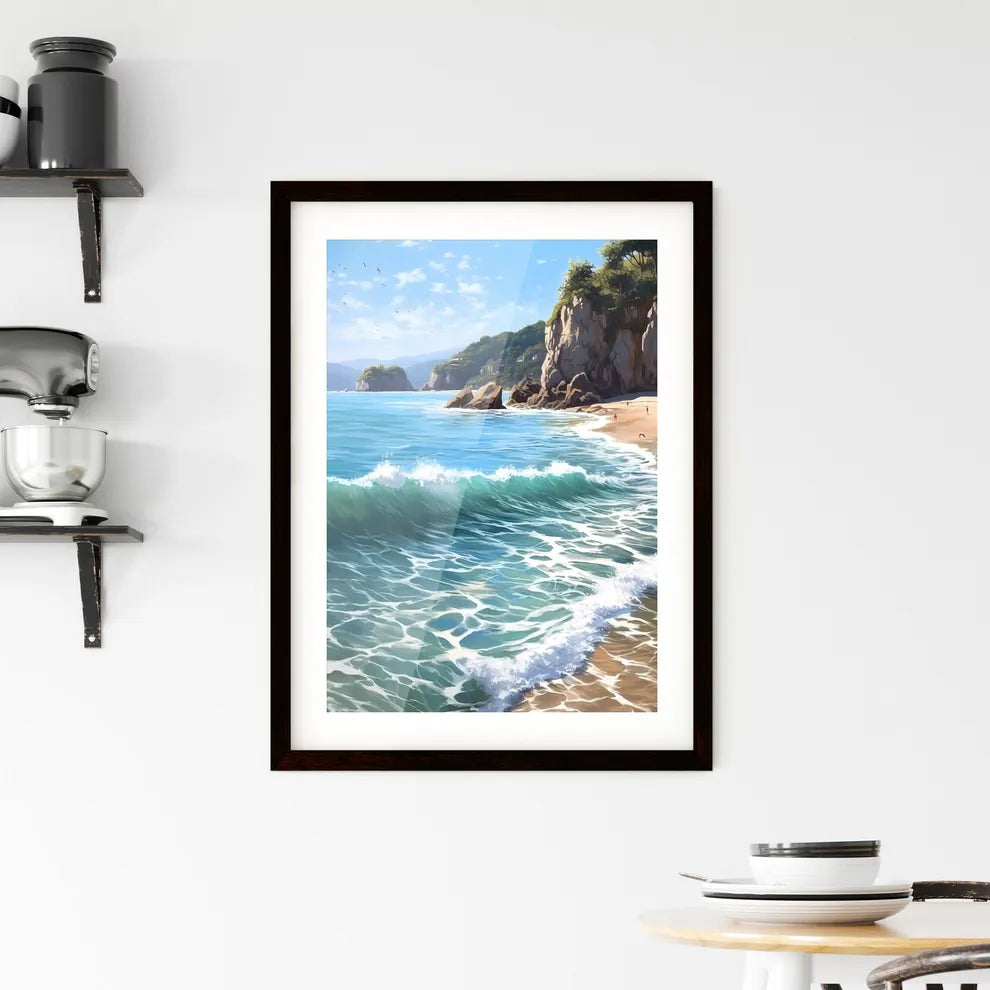 A Poster of Azure coast beautiful seashore - Framed Print