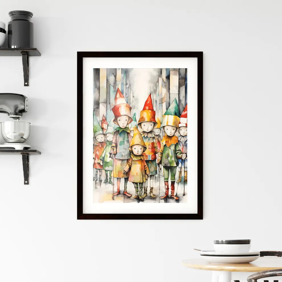 A Poster of whimsical colorful illustration  Framed Print