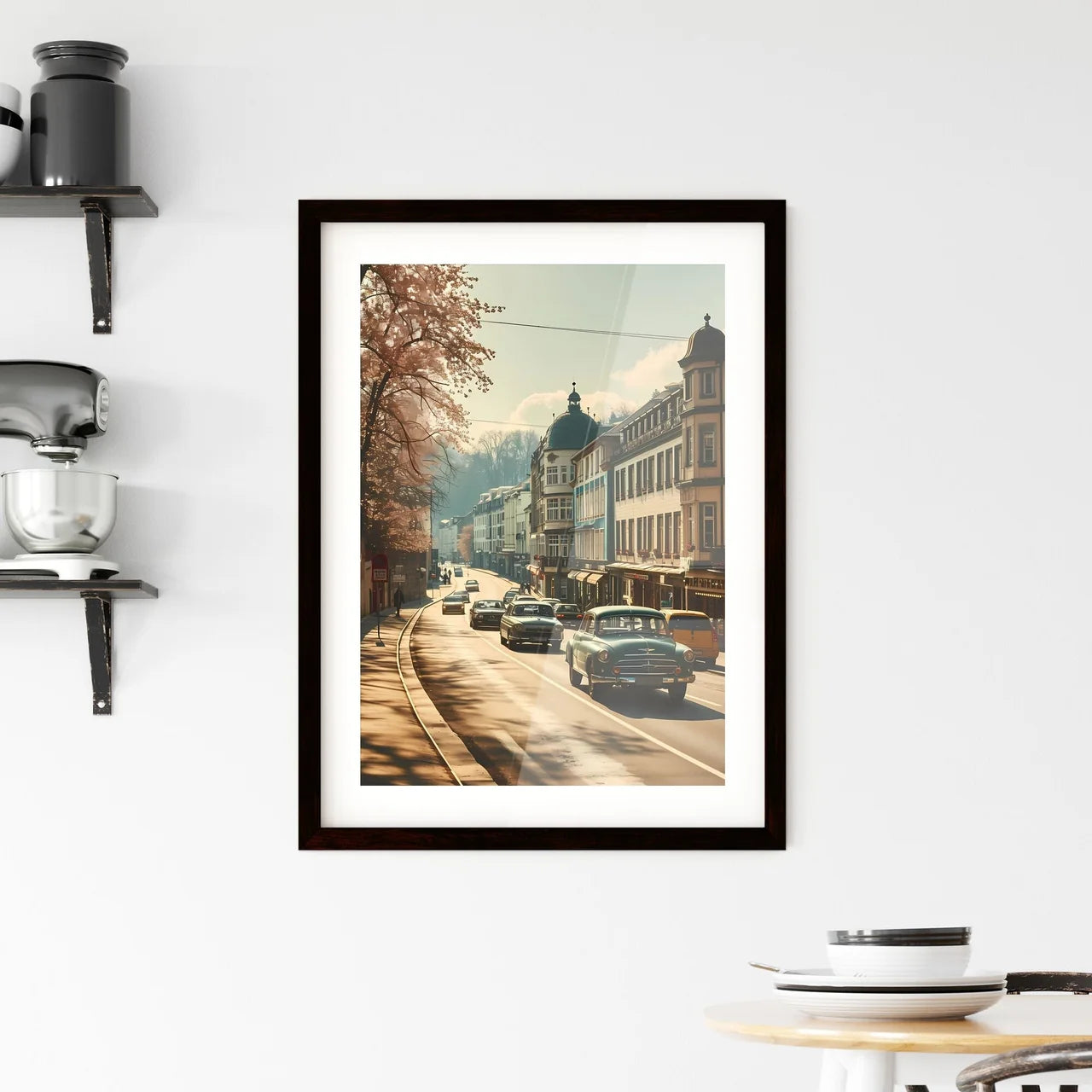 A Poster of Berlin Germany Skyline - A Street With Cars And Buildings Custom Print