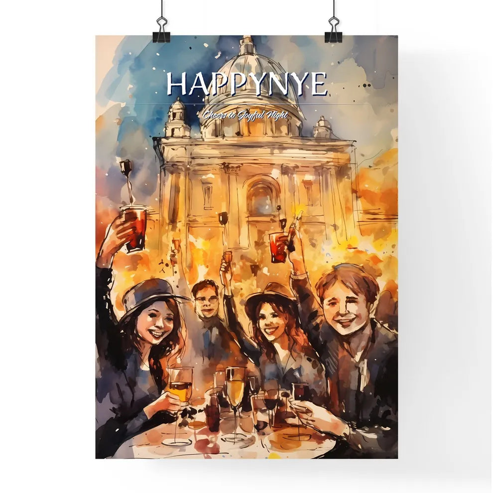 A Poster of happy people celebrating new yea Poster