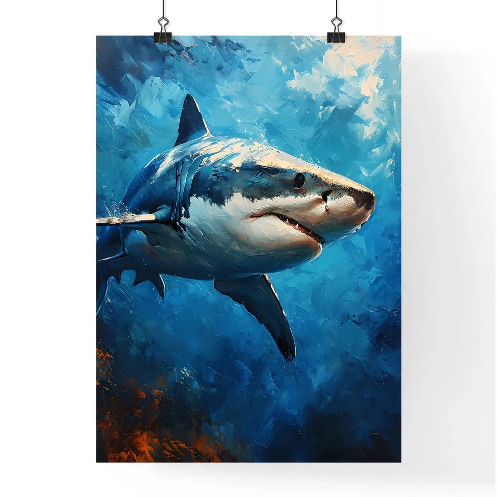 A Poster of The Shark Portrait with colorful Background  Poster