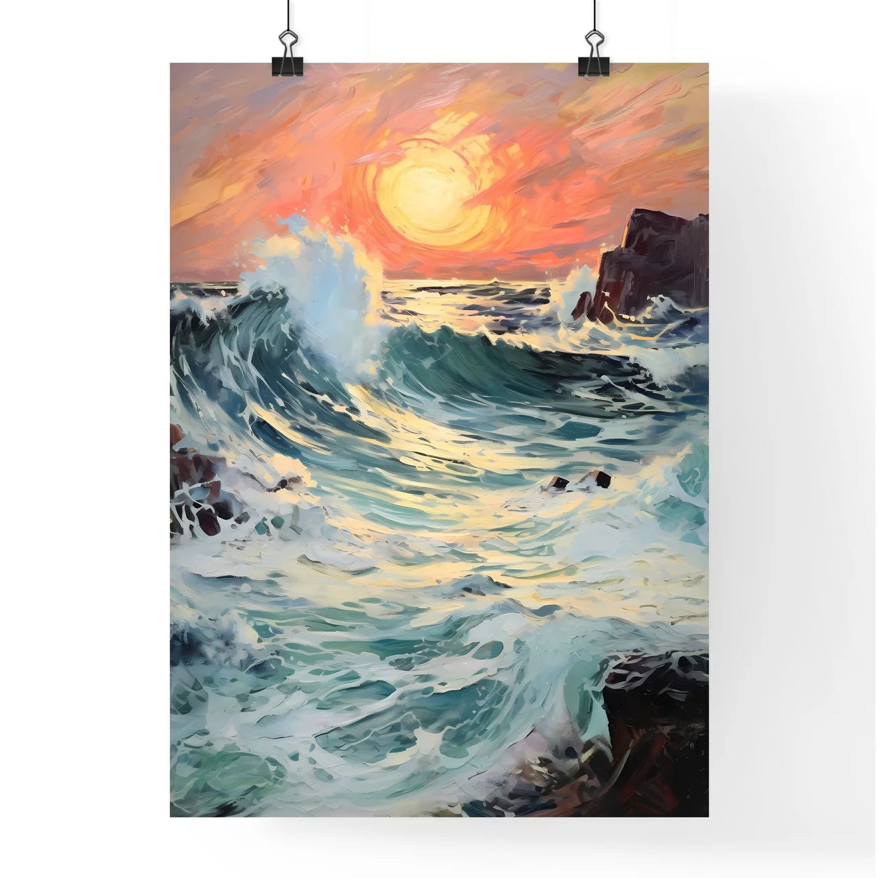 A Poster of breaking ocean wave falling - A  Poster