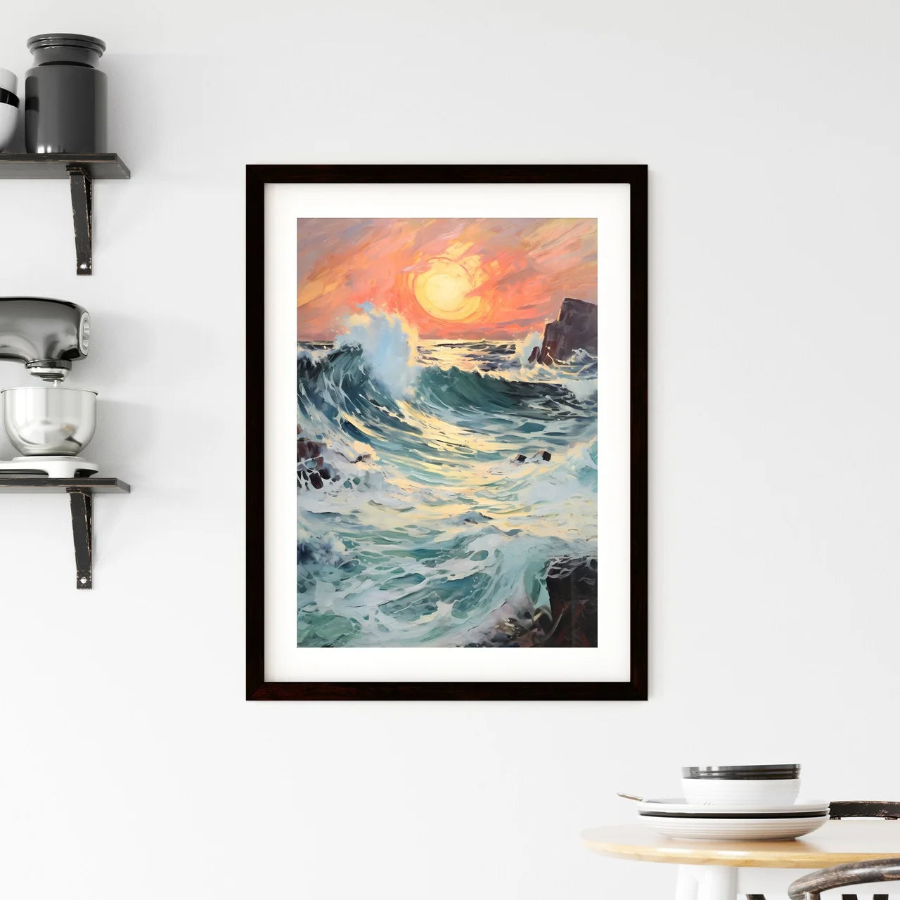 A Poster of breaking ocean wave falling - A  Framed Print