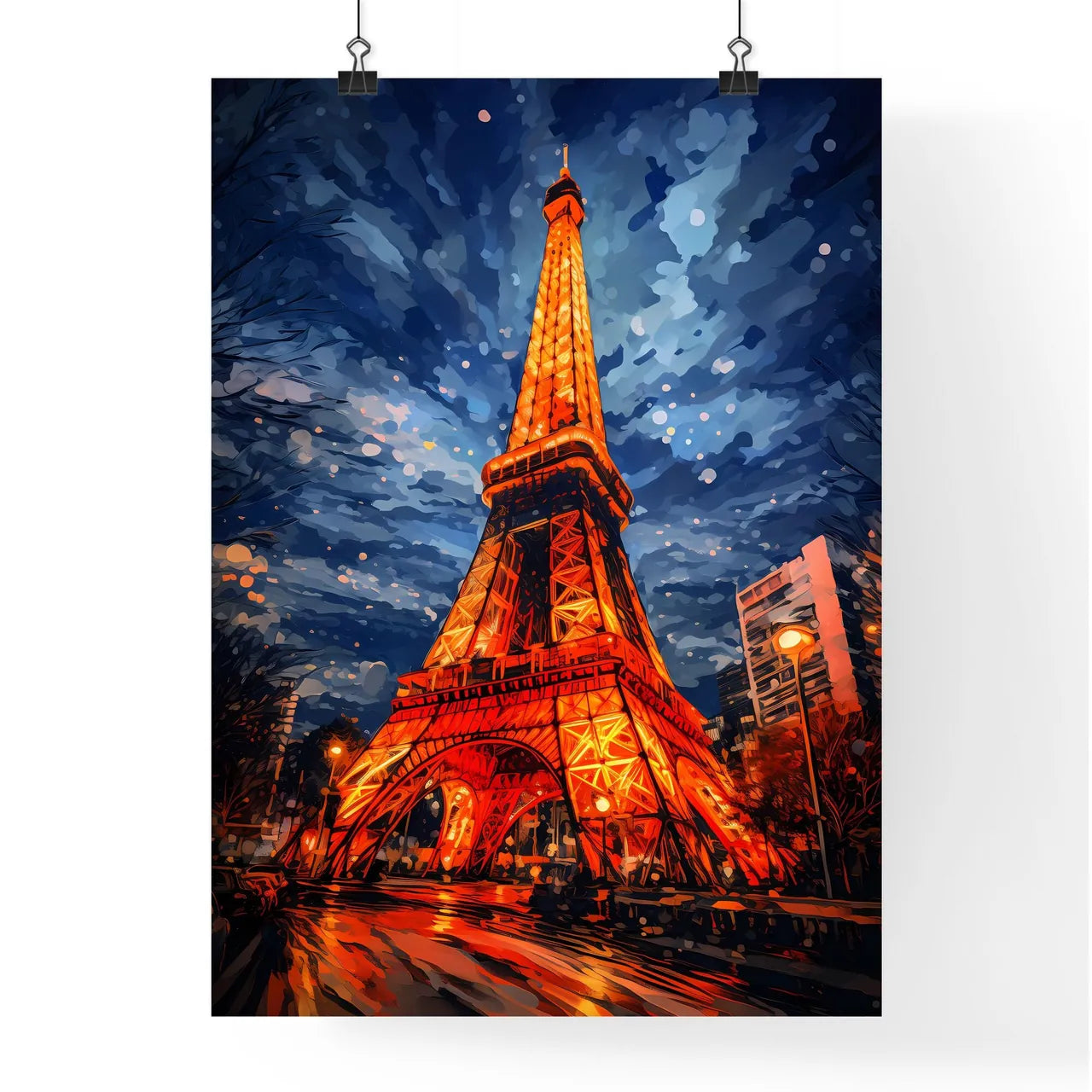 A Poster of A painting of the Tokyo Tower - A Lit Tower In Tokyo Tower Poster