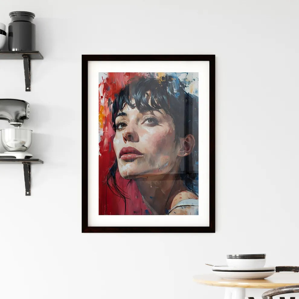 A Poster of painted portrait of woman in bed Framed Print