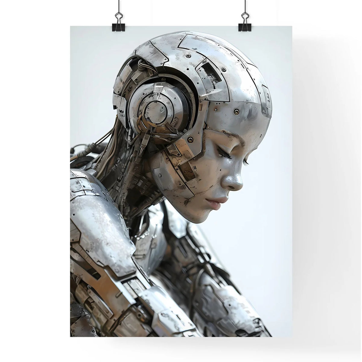 A Poster of a woman wearing chrome reflectiv Poster