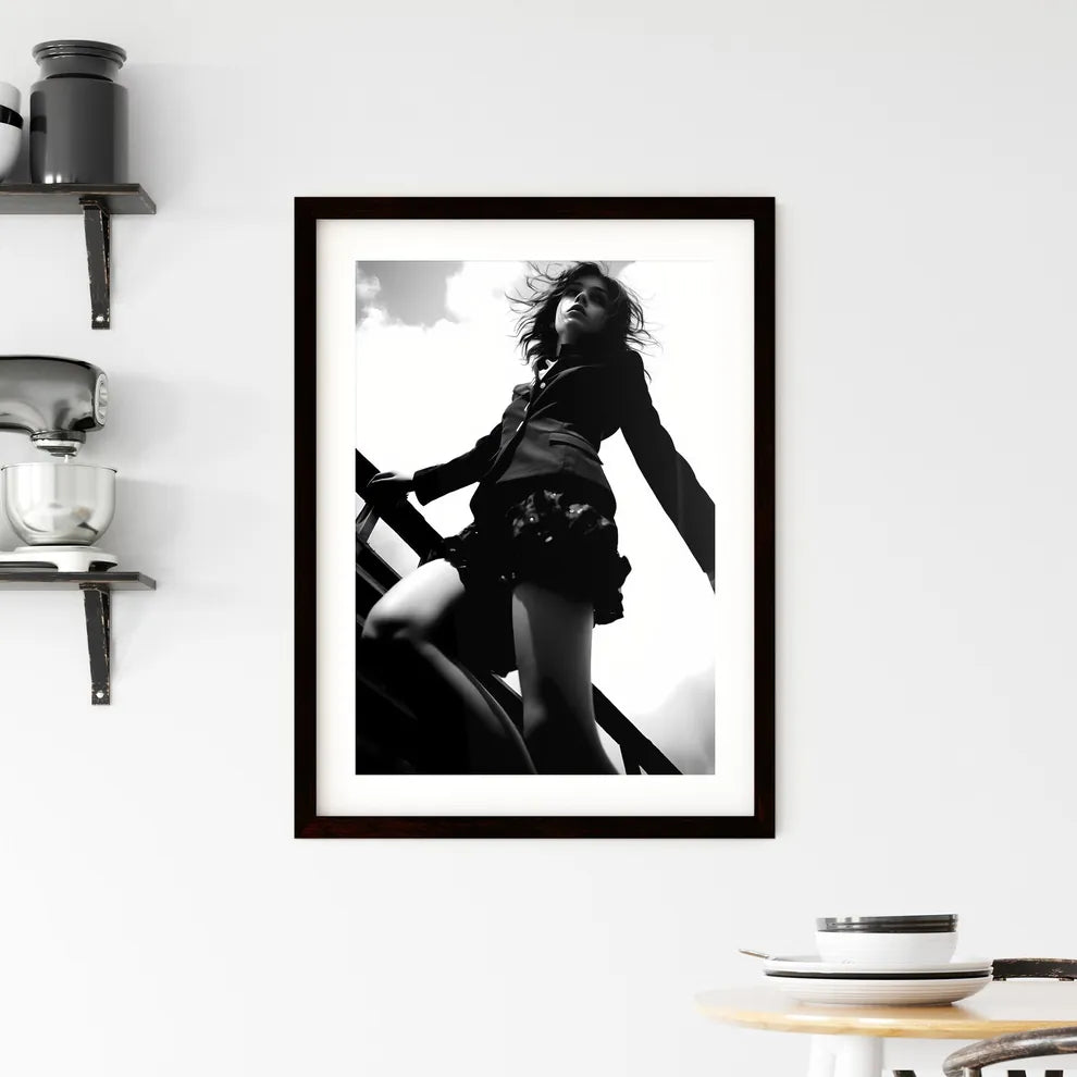 A Poster of girl model shooting low angle sh Framed Print