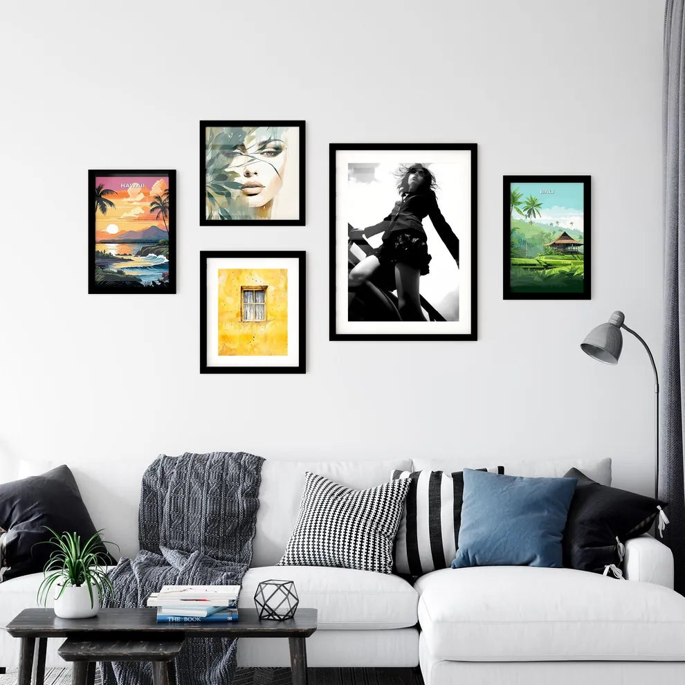 A Poster of girl model shooting low angle sh Wall Art