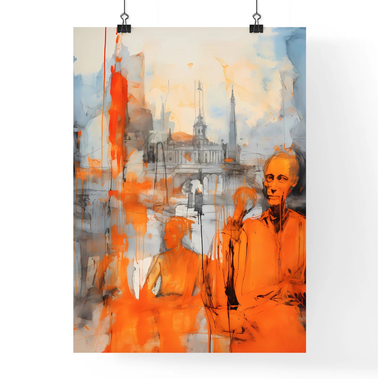 A Poster of orange juice - A Painting Of A Man And A Woman Poster