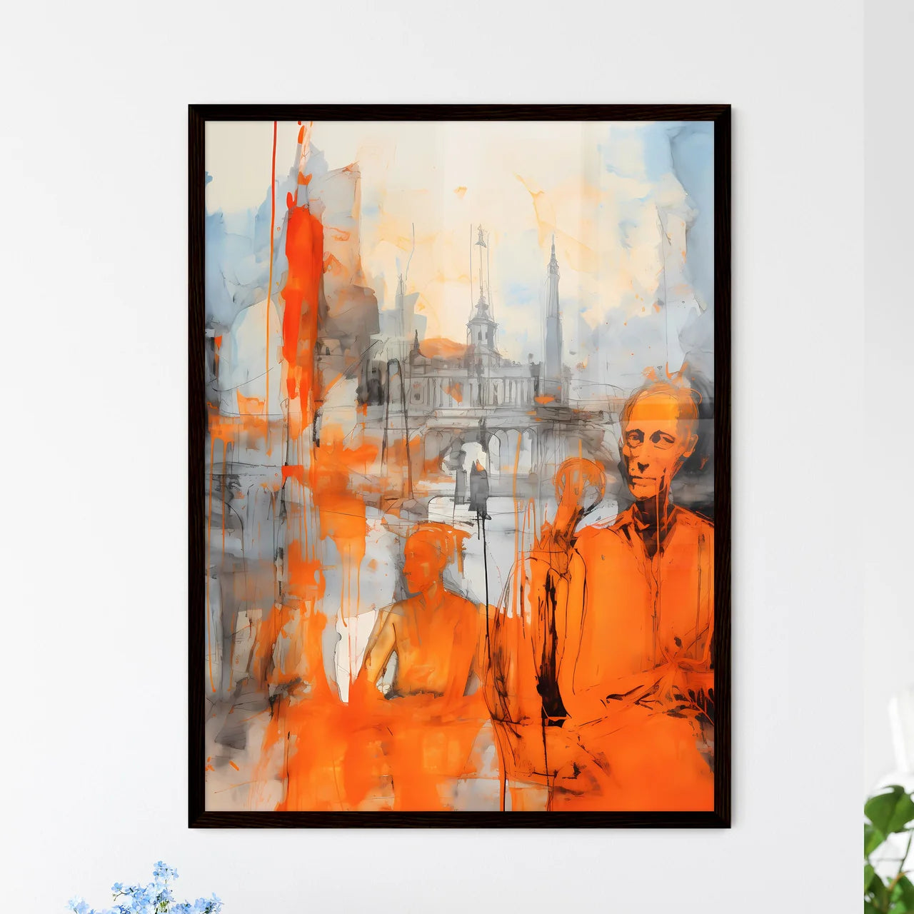 A Poster of orange juice - A Painting Of A Man And A Woman Framed Art