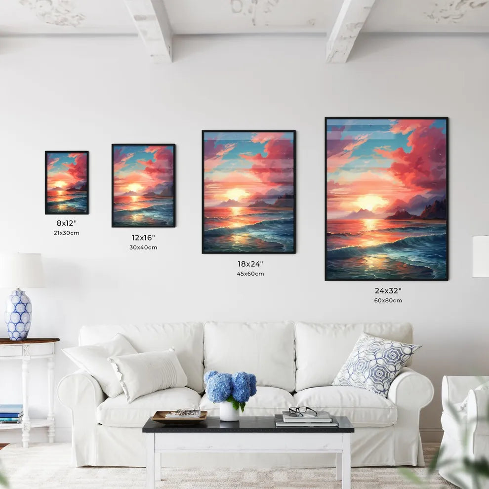A Poster of The red sunset shone on the blue - Kitchen Hangings
