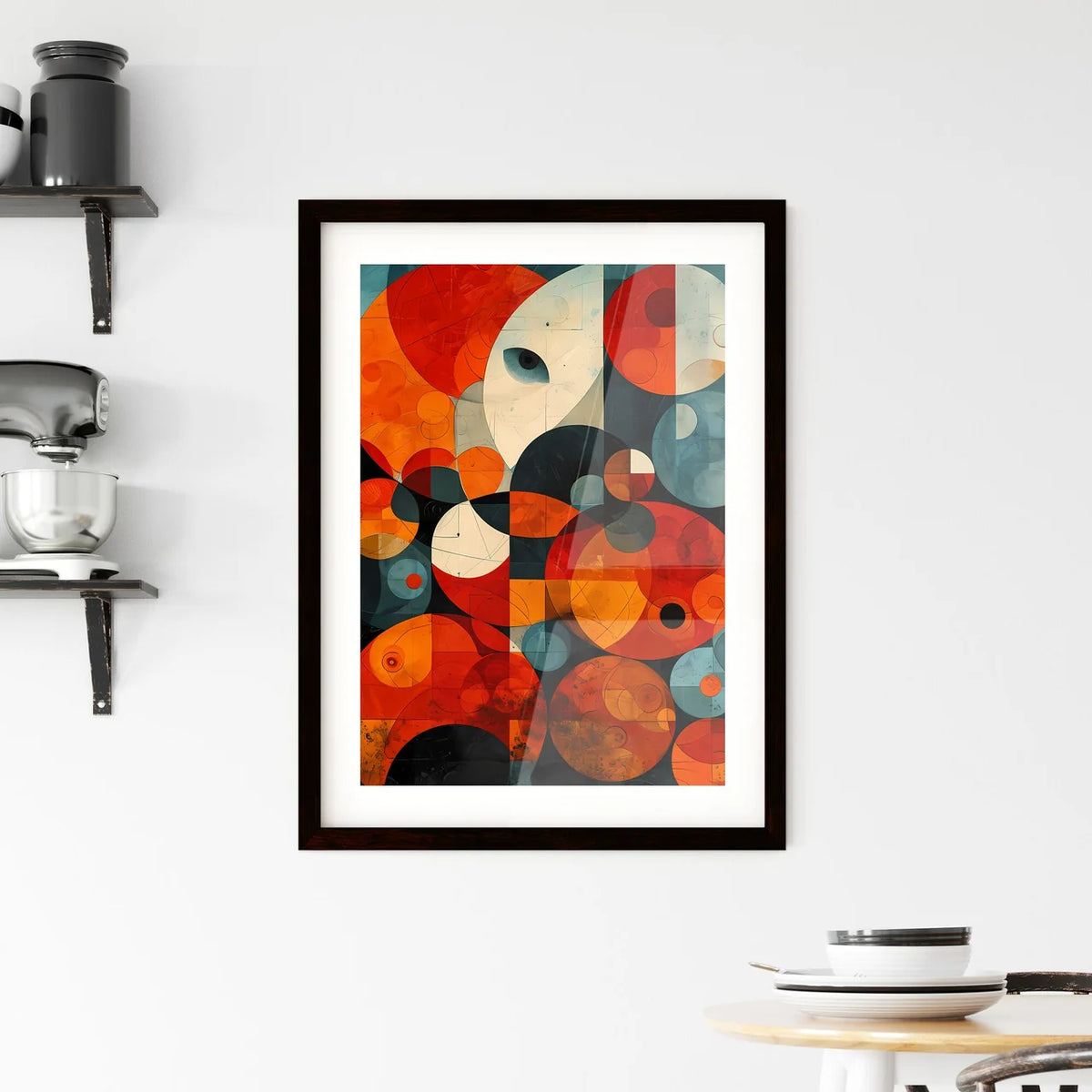 A Poster of Neutral Beige Mid Century Modern Framed Print