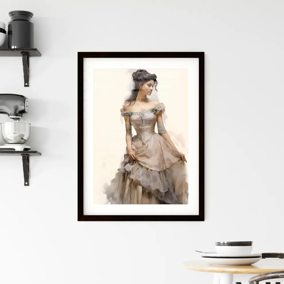 A Poster of Beautiful victorian dress - A Wo Framed Print