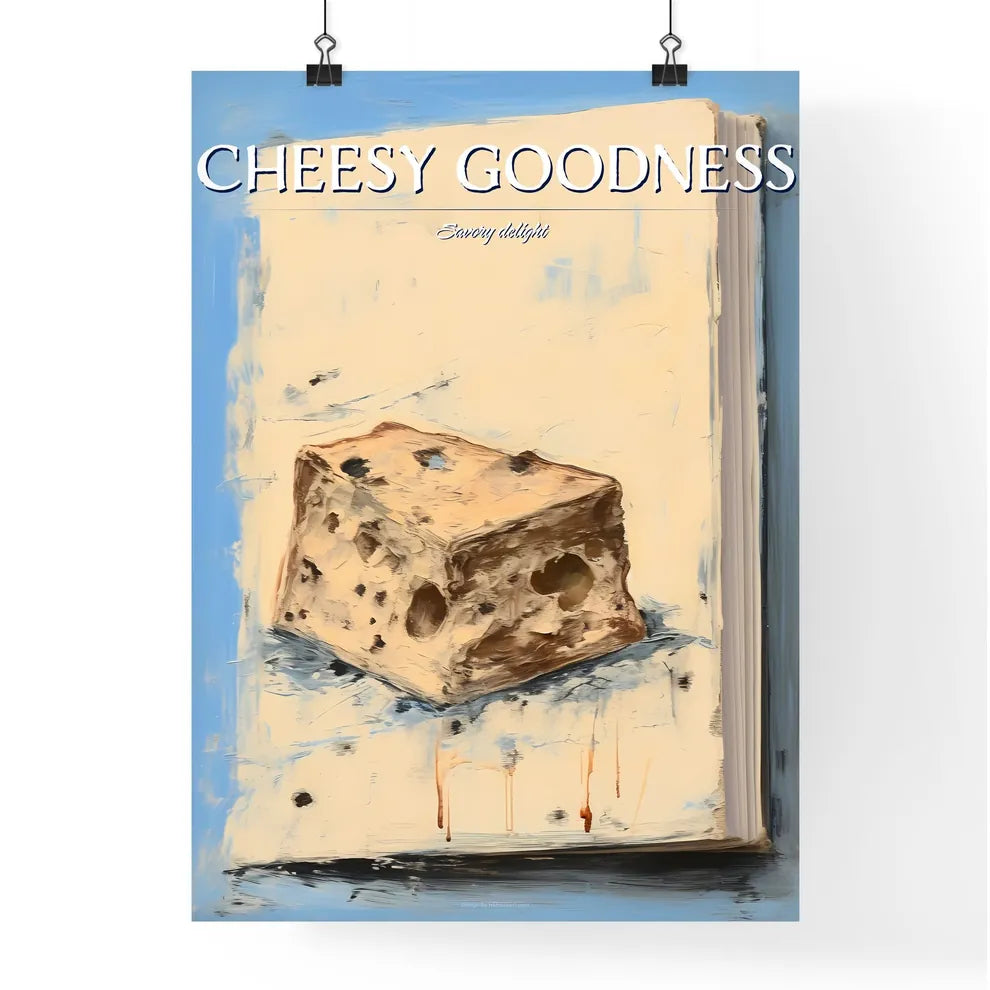 A Poster of Gorgonzola cheese on beige backg Poster