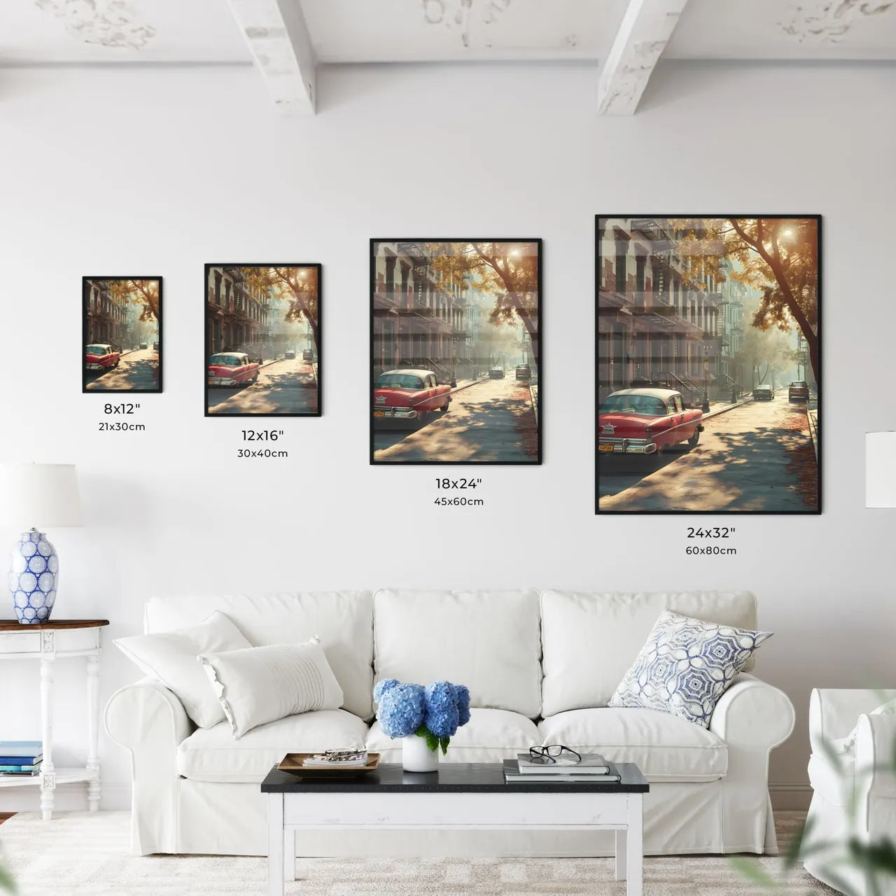 A Poster of art style ny city - A Street With Cars Parked On It Size Chart