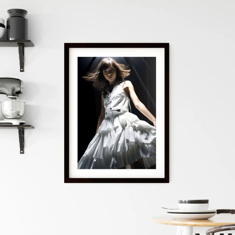A Poster of A girl in a light dress - A Woma Framed Print