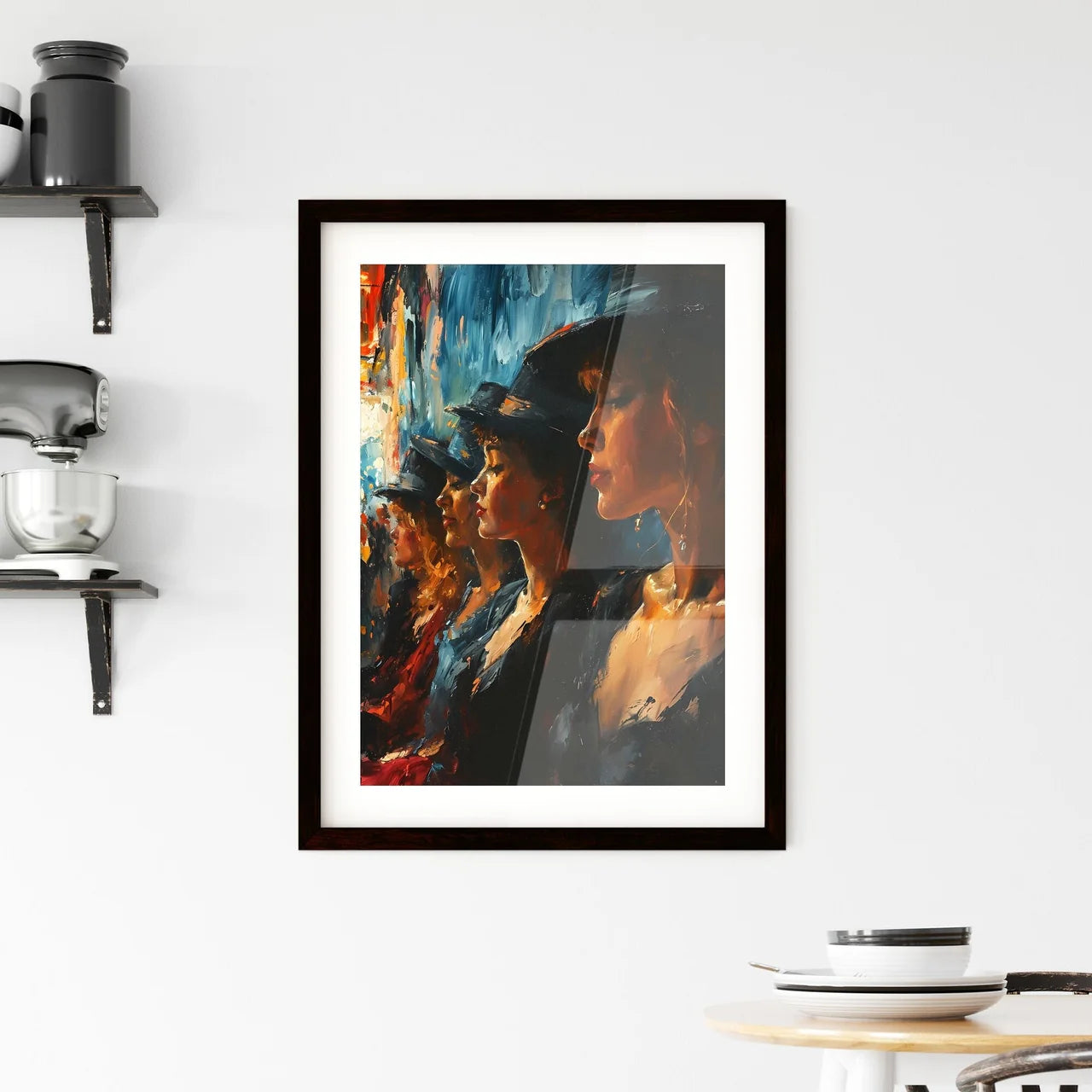 A Poster of French cancan dancers in Moulin  Framed Print