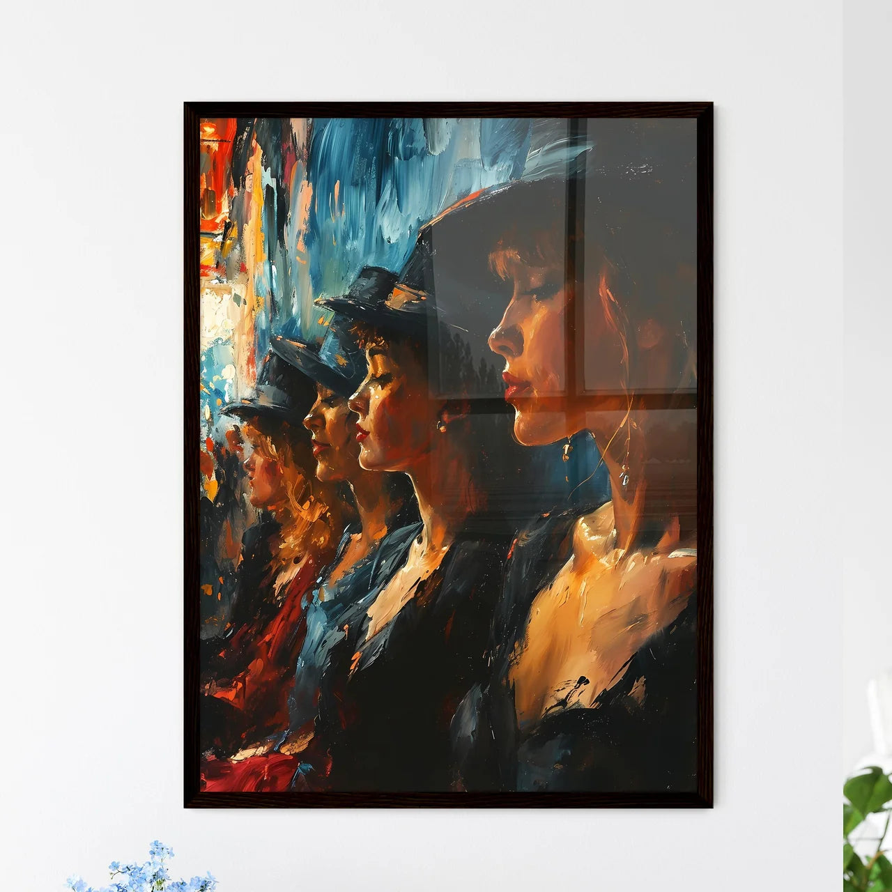 A Poster of French cancan dancers in Moulin  - Framed Art Print