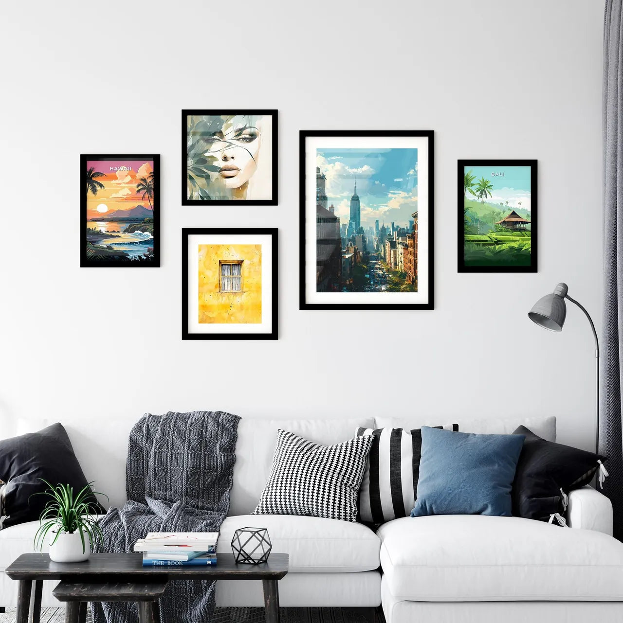 A Poster of New York City Skyline - A City Street With Tall Buildings And A Tall Building In The Distance Interior Design