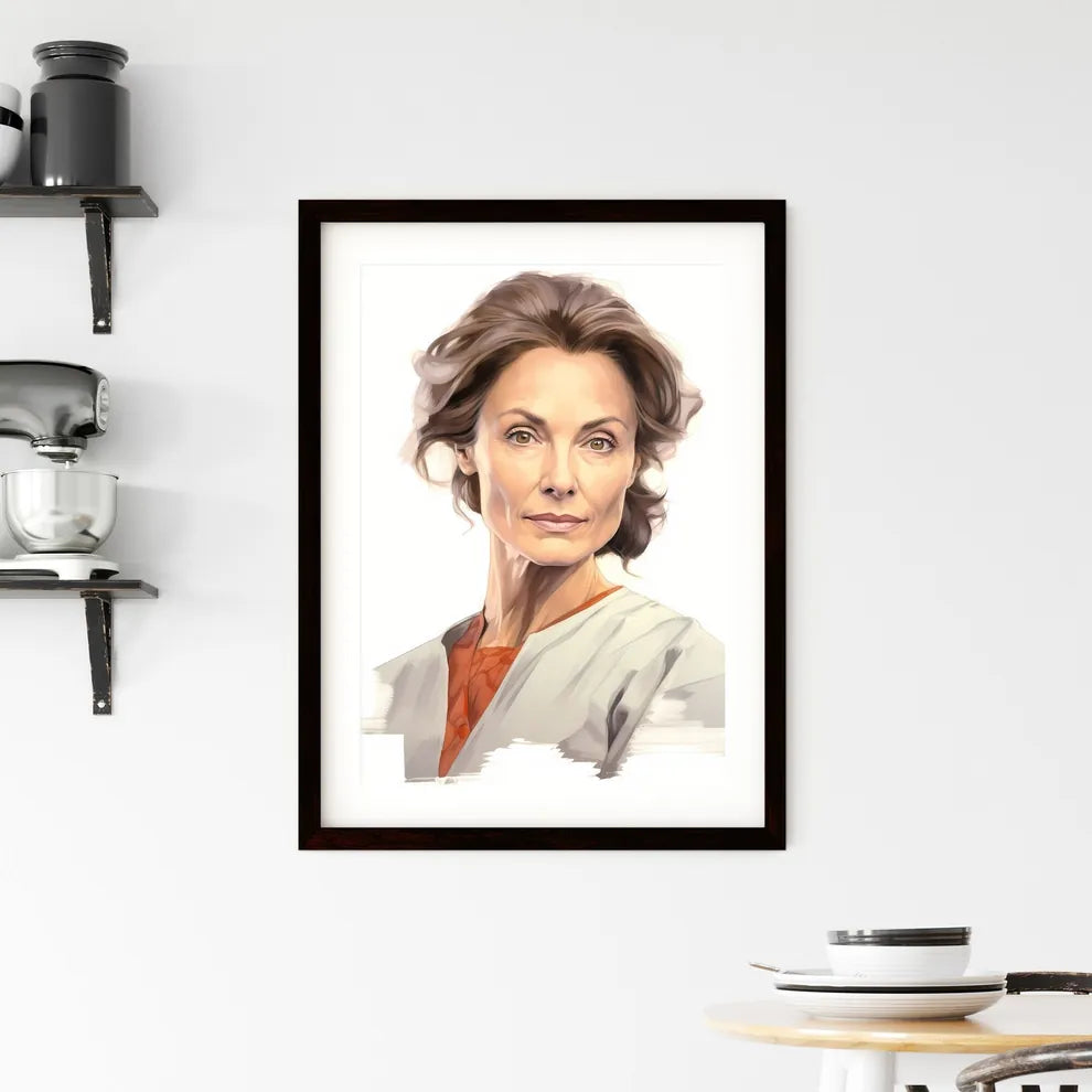 A Poster of beautiful mature woman 50 years  Framed Print